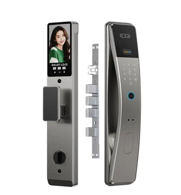 Serrure intelligente F012s avec écran reconnaissance faciale, mécanisme multi-points, clavier tactile et lecteur d'empreintes – Smart Lock Premium